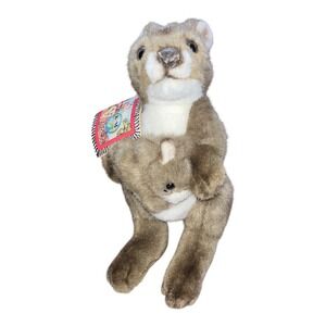 Vintage 1994 K&M International Kangaroo with‎ Joey Plush Stuffed Animal NWT 10"